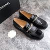 CHANEL Letter & CC Logo Patent Loafers 38 *New