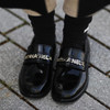 CHANEL Letter & CC Logo Patent Loafers 38 *New