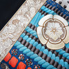 HERMES 'Parures de Samourais' Silk Twill 90 Scarf Ebene/ Bleu/ Orange *New