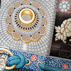 HERMES 'Parures de Samourais' Silk Twill 90 Scarf Ebene/ Bleu/ Orange *New