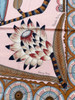 HERMES 'Savana Dance' Cashmere Silk 140 Shawl Rose Pale/ Bleu/ Marron *New