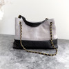 CHANEL Grey Suede 'Coco Base' Small Shopping Tote Bag