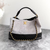 CHANEL Grey Suede 'Coco Base' Small Shopping Tote Bag