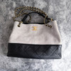CHANEL Grey Suede 'Coco Base' Small Shopping Tote Bag