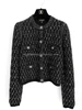 CHANEL 21K Runway Cardigan Black/ Silver 36