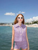CHANEL 24C Sequined Purple Tweed Vest Jacket 34
