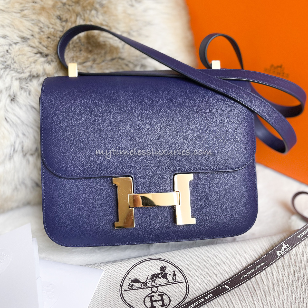 HERMES Constance 24 Bleu Encre Evercolour Gold Hw D/ 2019