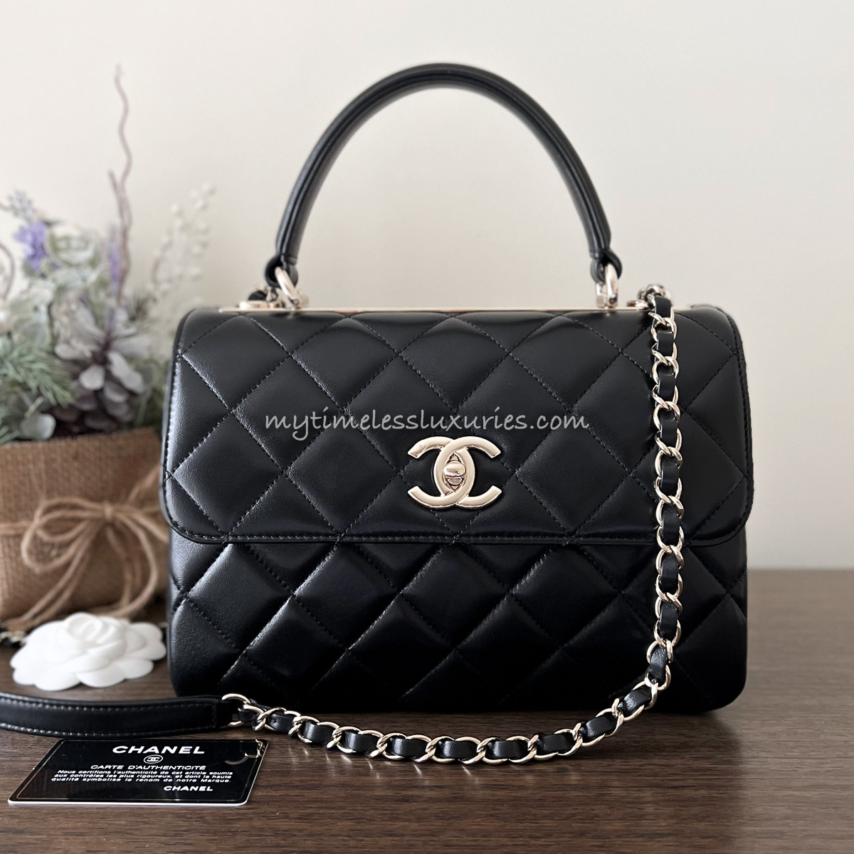 CHANEL 2021 Black Lambskin Small Trendy CC Lt Gold Hw