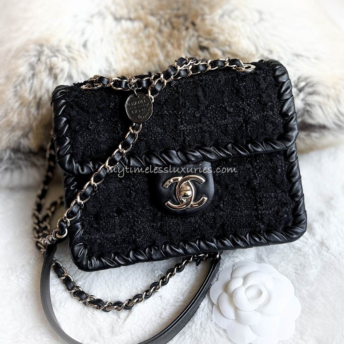CHANEL 22C Tweed & Braided Calfskin Mini Flap Bag