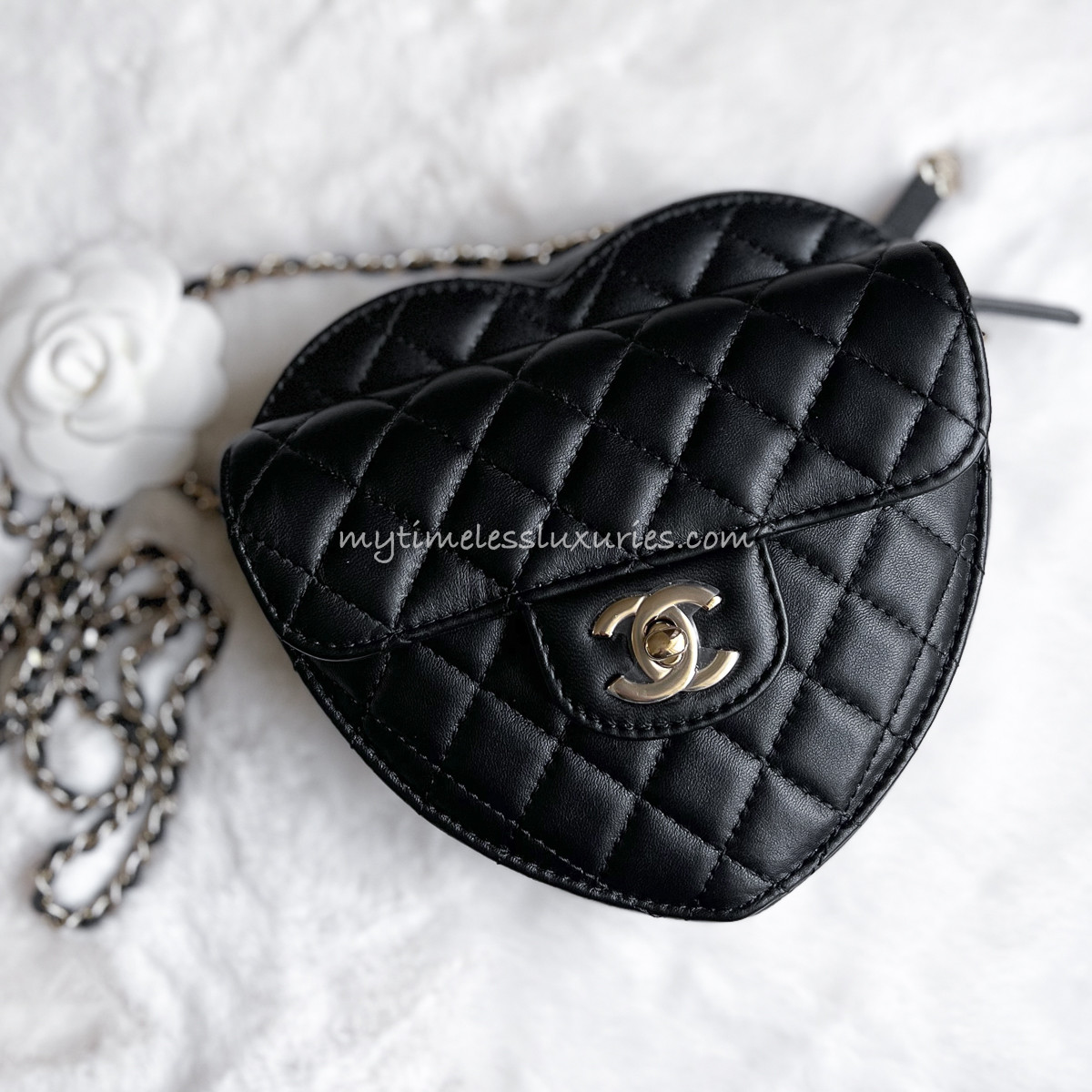 CHANEL 22S Black 'CC in Love' Heart Bag - Timeless Luxuries