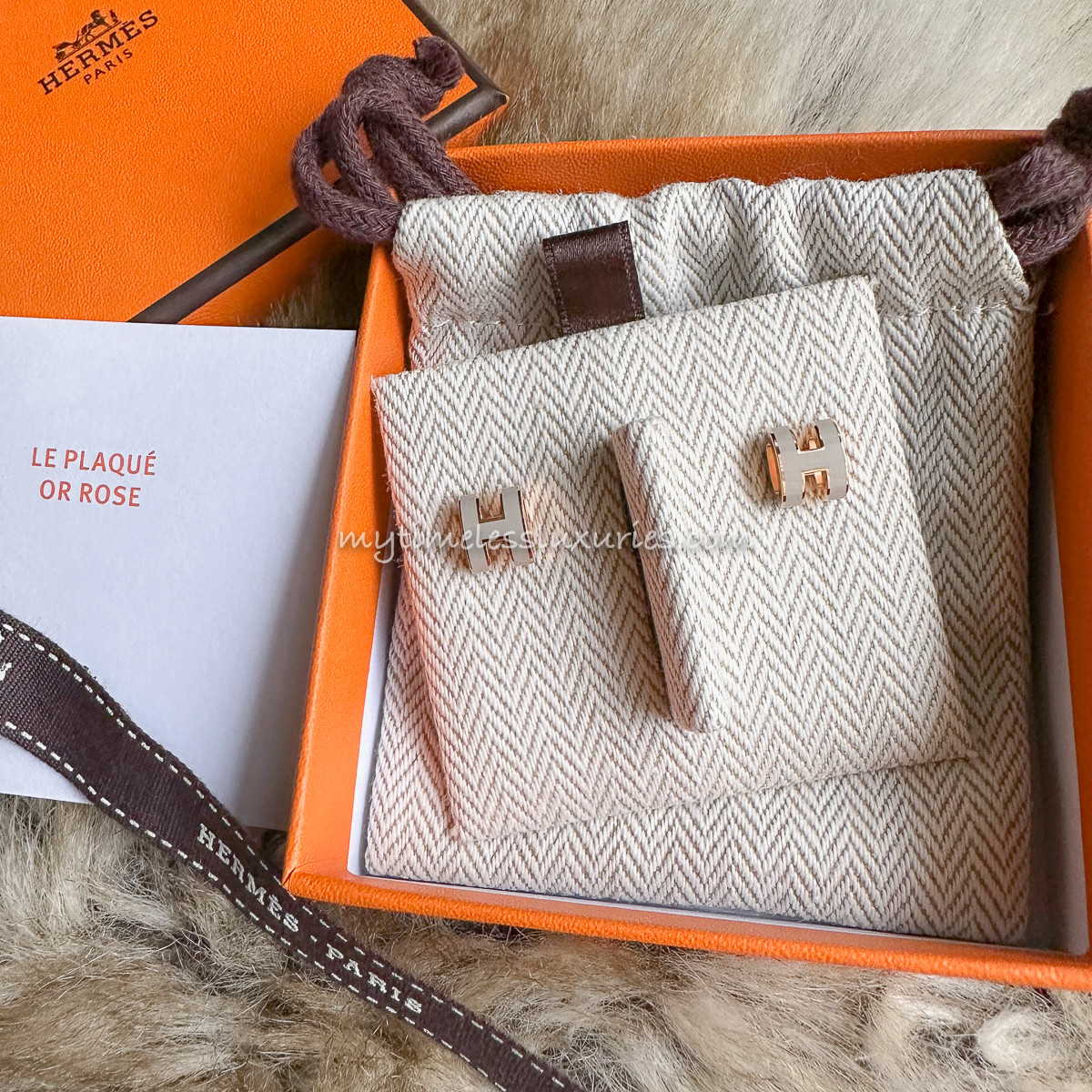 HERMES 2022 Mini Pop H Earrings Marron Glace RGHW *New - Timeless