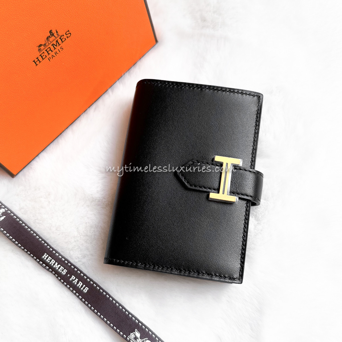 HERMES 2022 Bearn Card Holder Noir GHW *New
