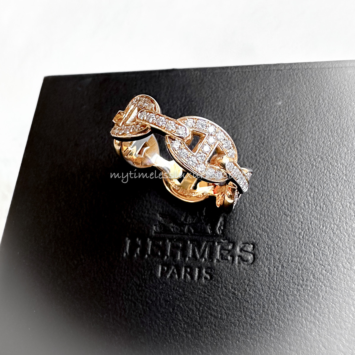 HERMES Chaine d'Ancre Enchainee Ring 53 RG Diamonds