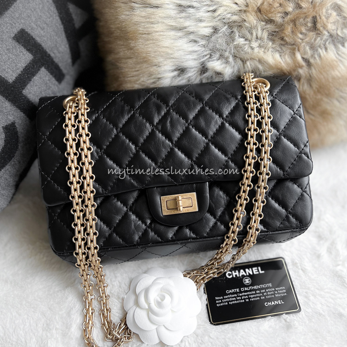 CHANEL Black Aged Calf 2.55 Reissue 225 GHW