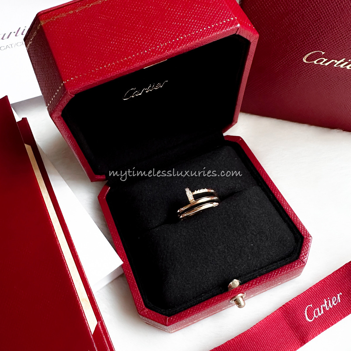 CARTIER JUC Juste un Clou Ring 18K RG Diamonds 50