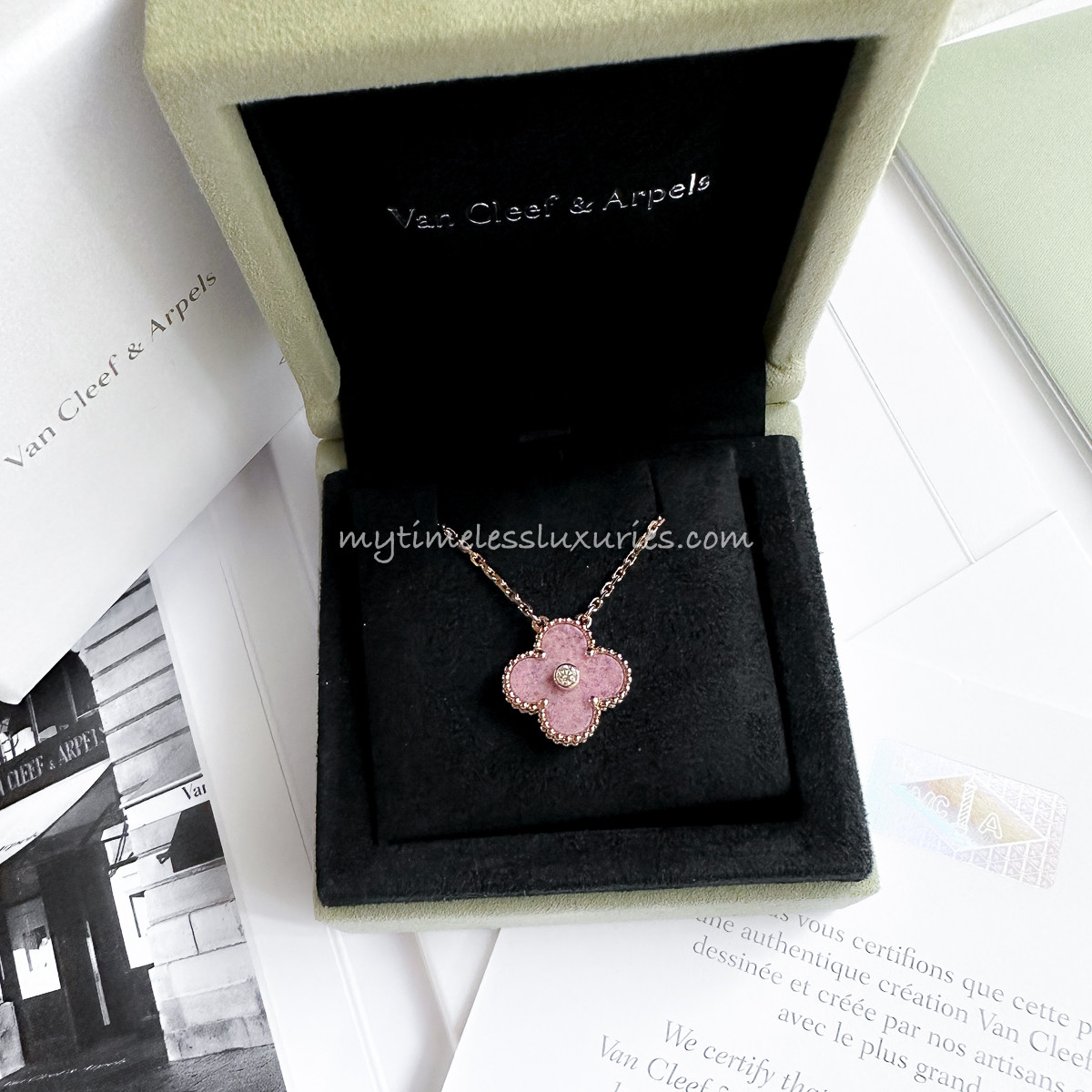 【美品】Van Cleef & Arpels ホリデー VAN CLEEF & ARPELS 2021 Holiday Pendant Rhodonite/ Diamond/ RG