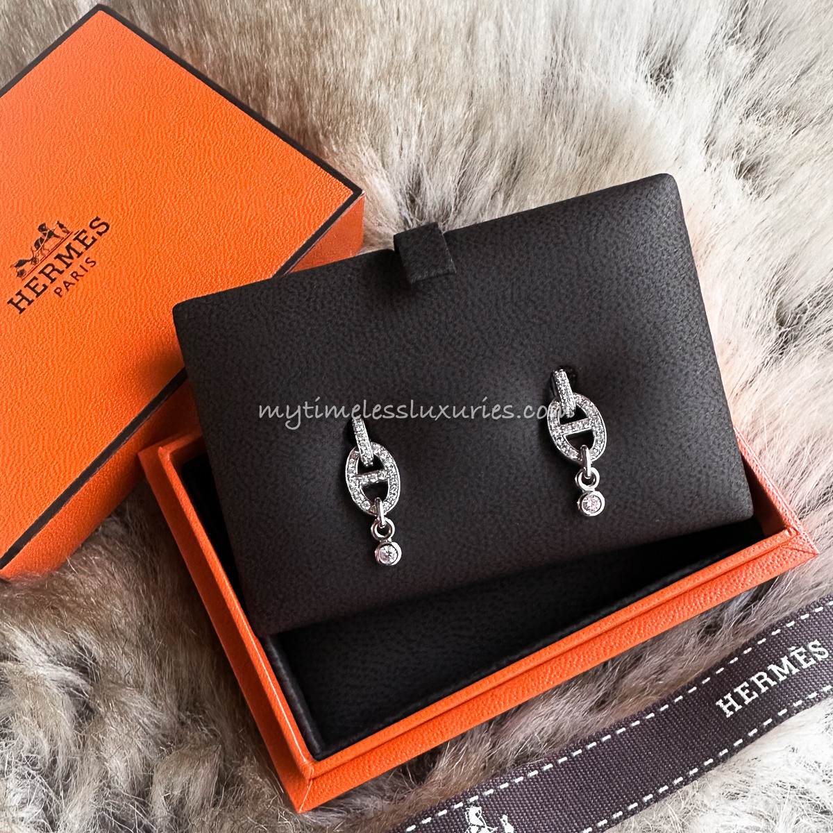 HERMES Chaine d'Ancre Enchainee Earrings WG Diamonds - Timeless