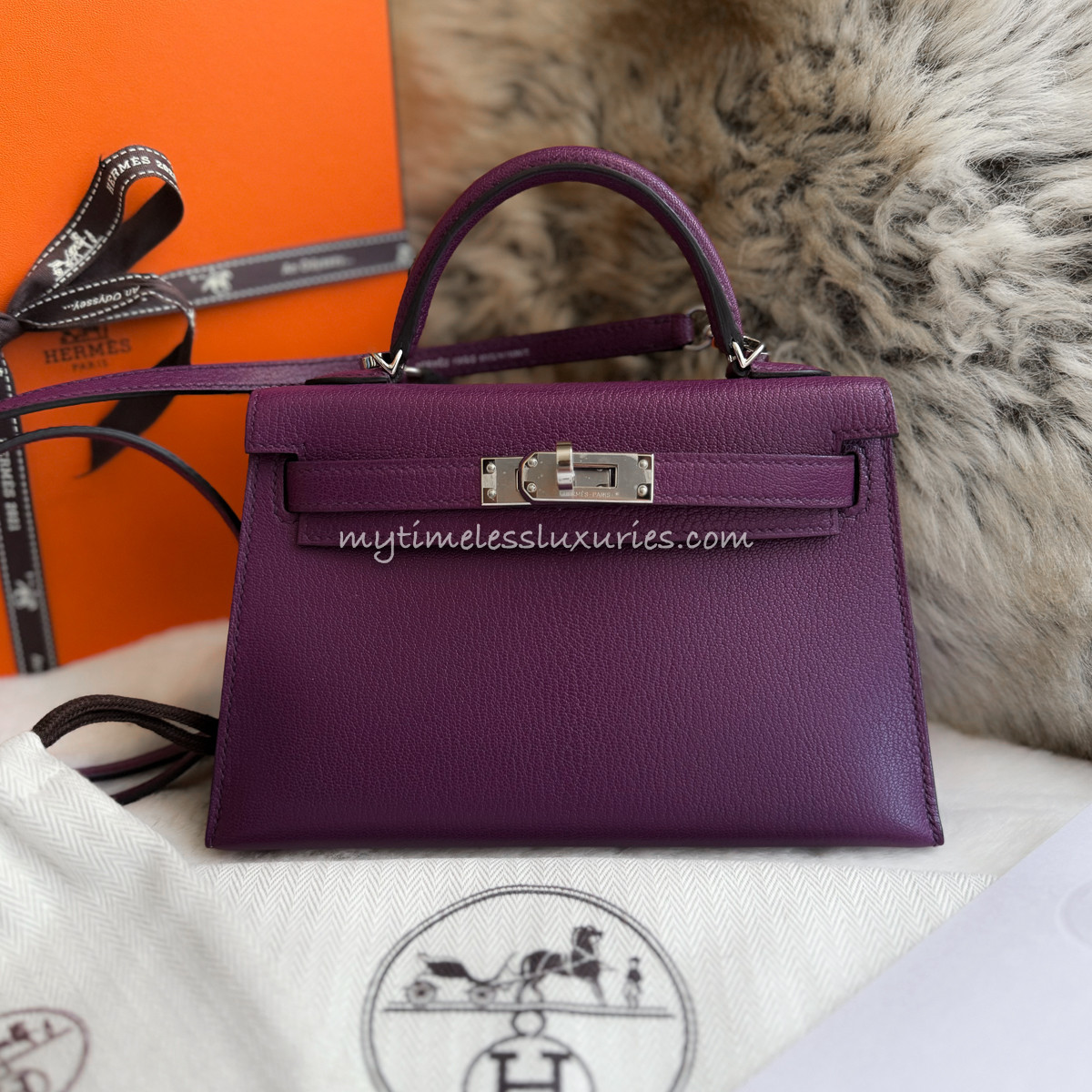 HERMES Mini Kelly II Anemone Chèvre Mysore PHW - Timeless Luxuries