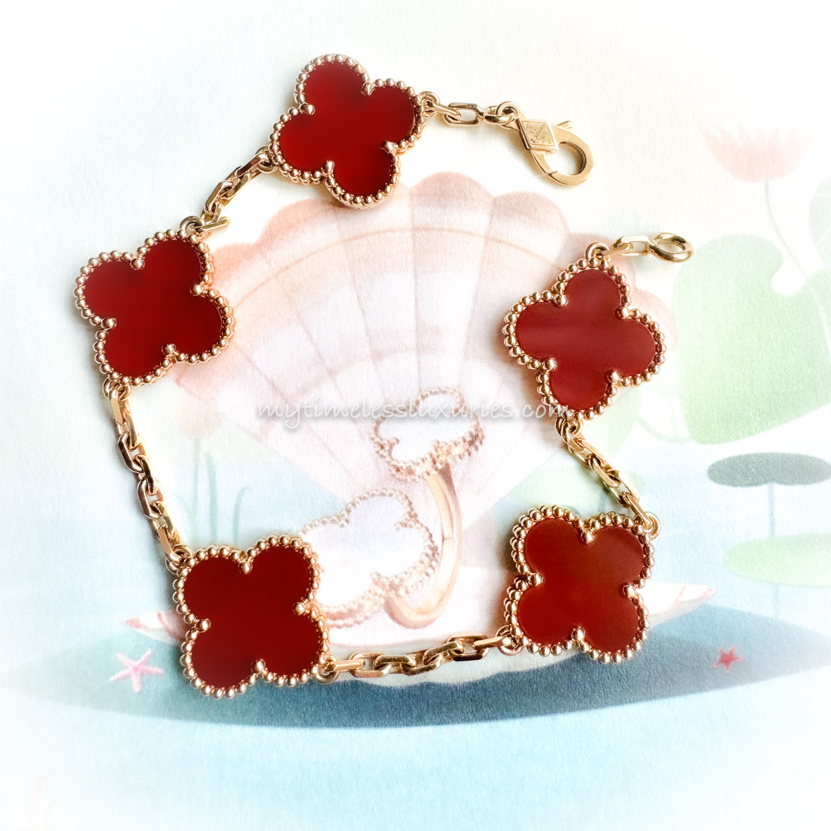VAN CLEEF & ARPELS Vintage Alhambra Bracelet Carnelian YG