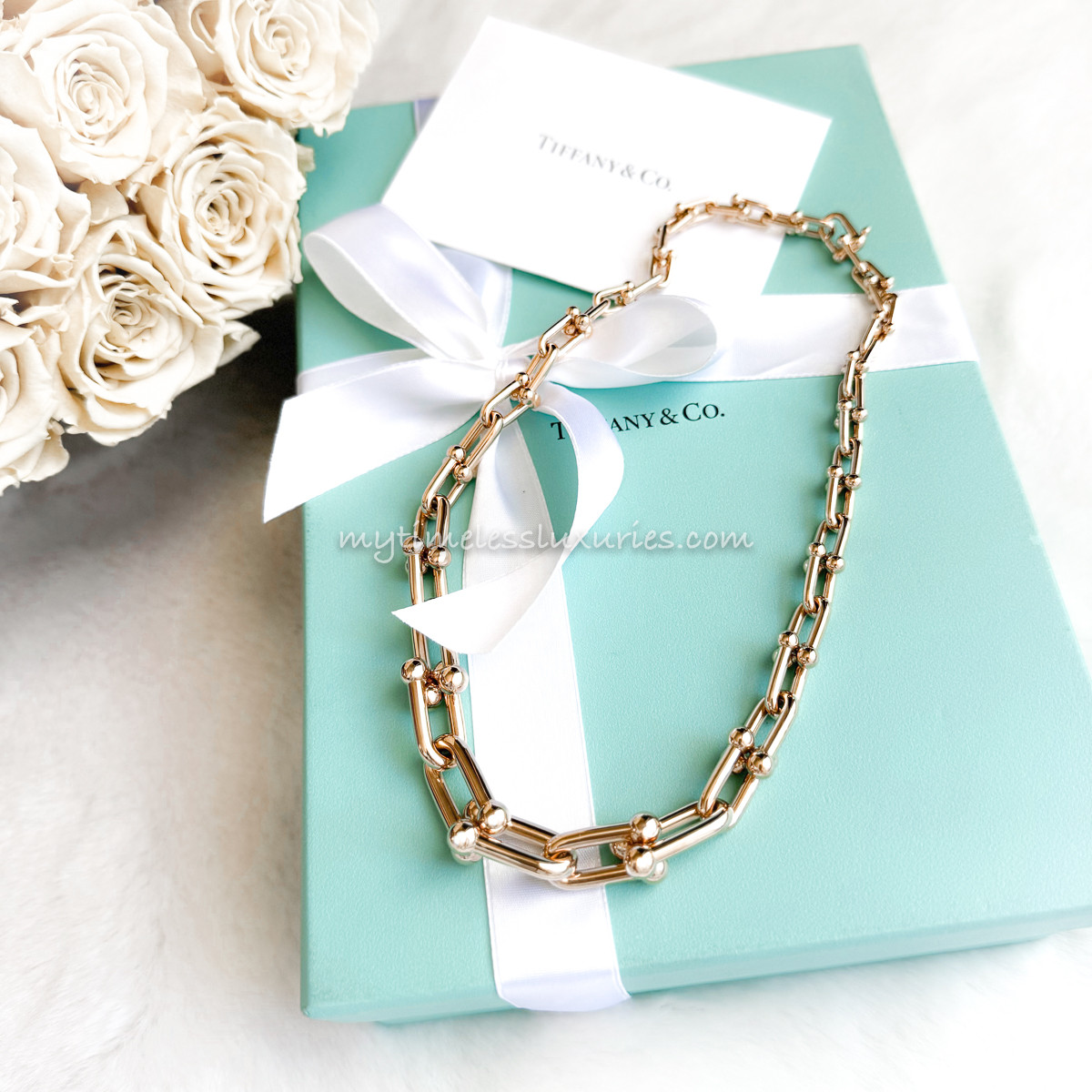 TIFFANY & CO. HardWear Graduated Link Necklace 18K RG *New