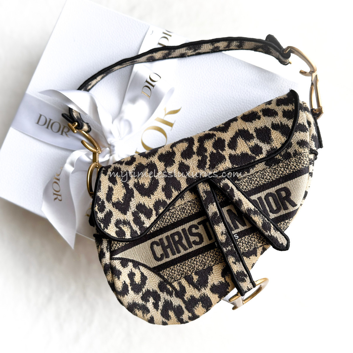 DIOR Saddle Bag Beige/ Black Mizza Embroidery - Timeless Luxuries