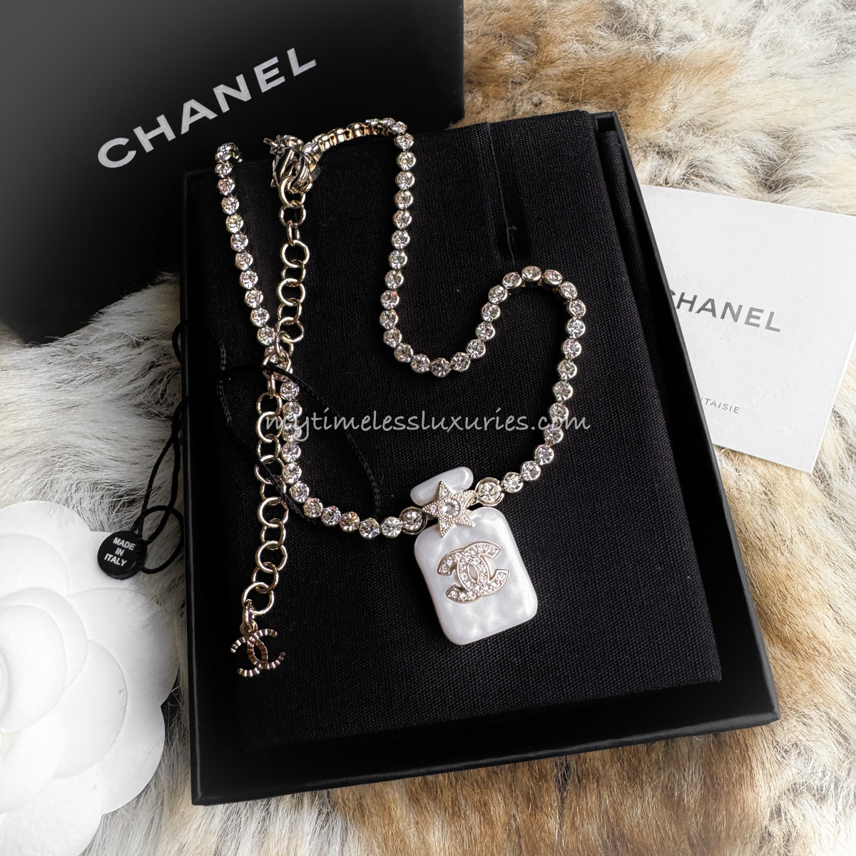 CHANEL 23S Perfume Bottle Necklace w/ Crystals *New - Timeless