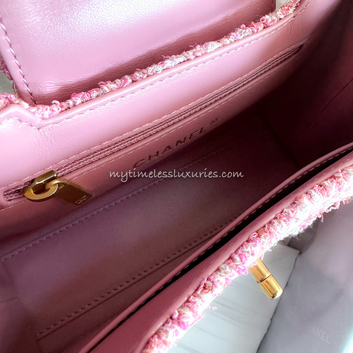 CHANEL 24P Pink Tweed Kelly Mini Shopping Bag GHW *New - Timeless Luxuries