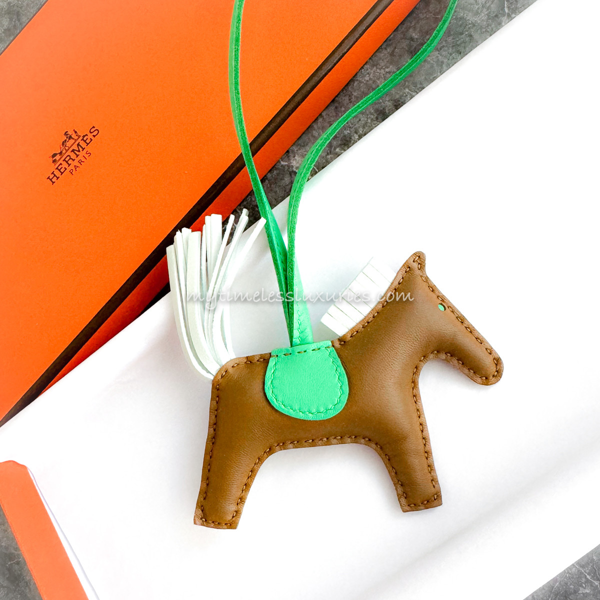 HERMES Rodeo PM Kraft/ Vert Fizz/ Vert Comics *New - Timeless Luxuries