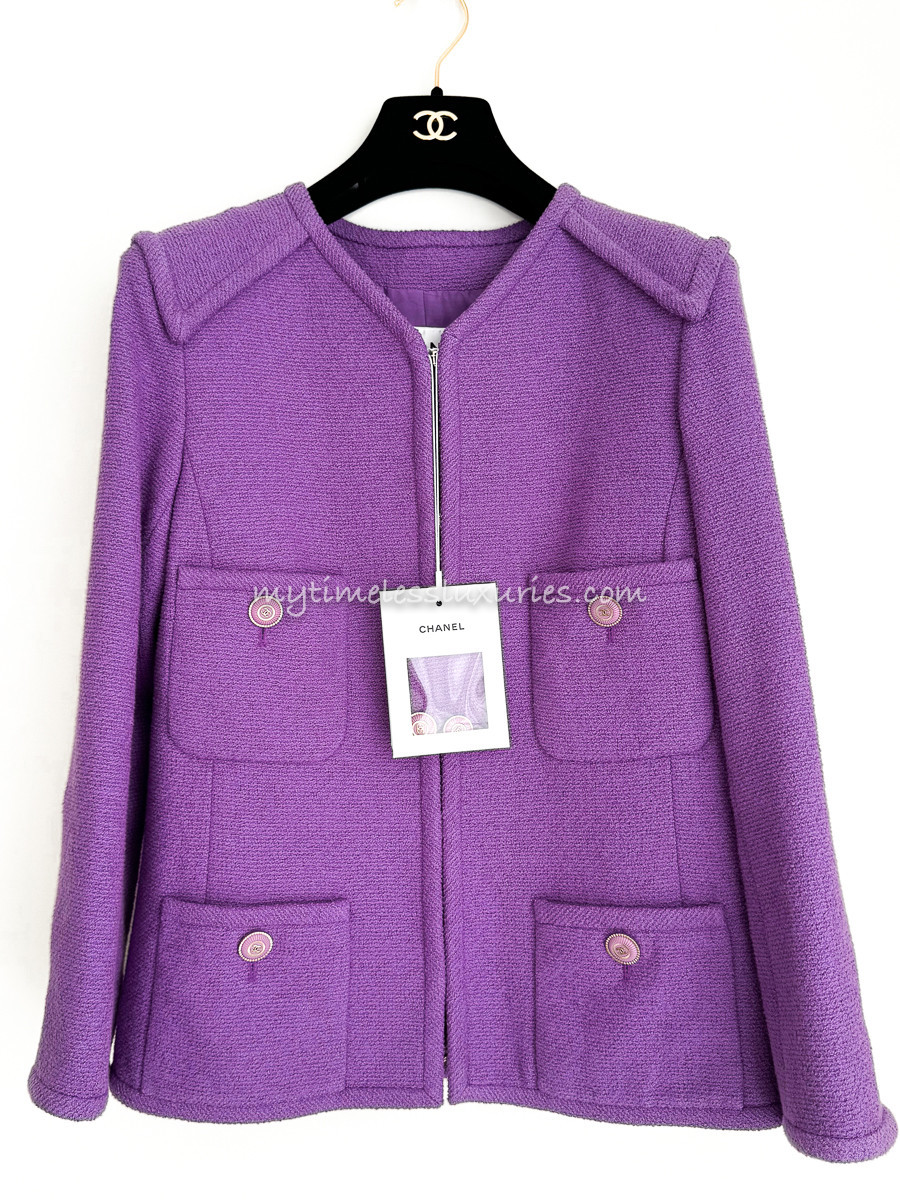 CHANEL 20C Runway Purple Tweed Jacket 36 *New - Timeless Luxuries