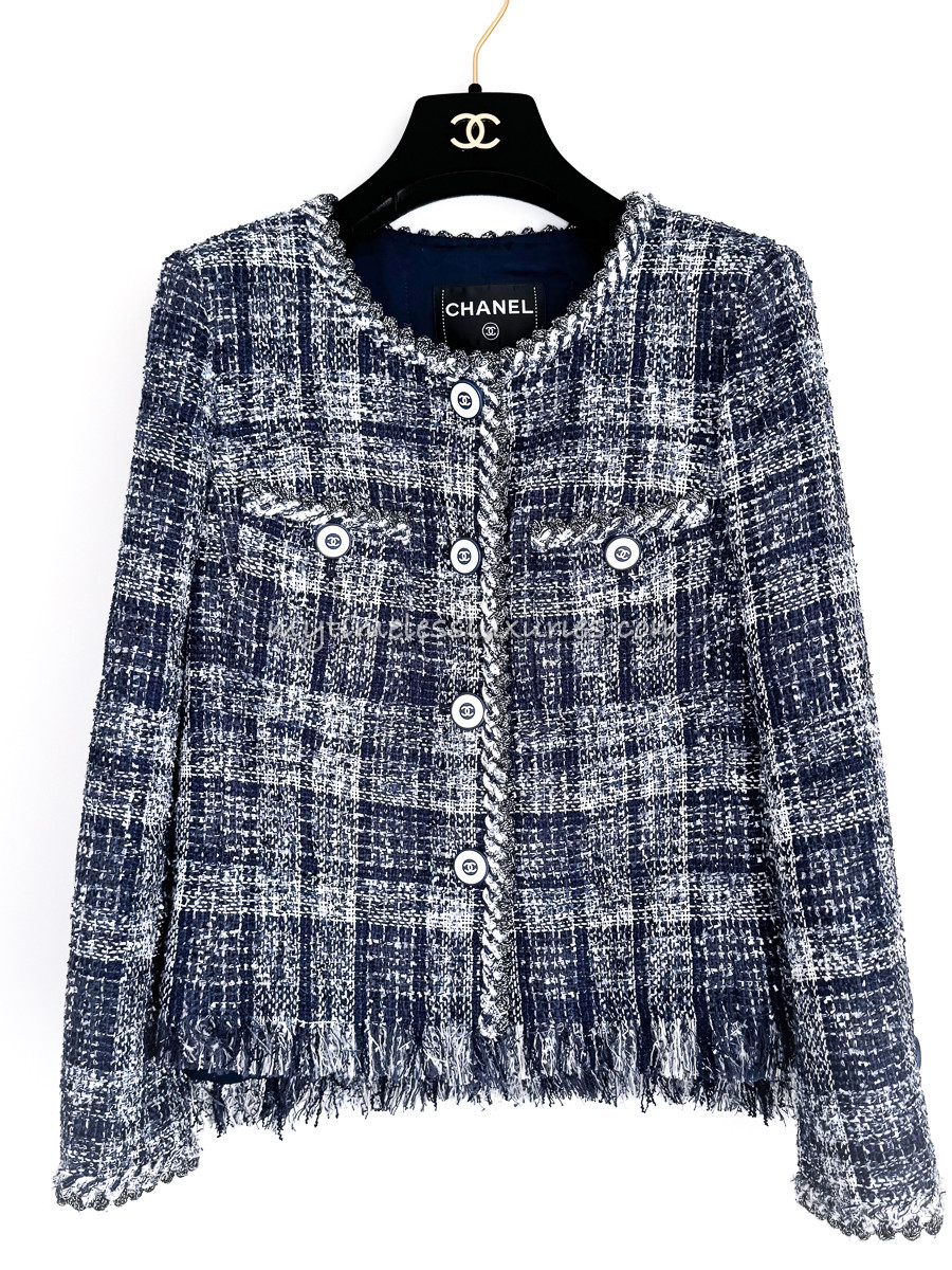 CHANEL 18P Blue Fantasy Tweed Jacket 36