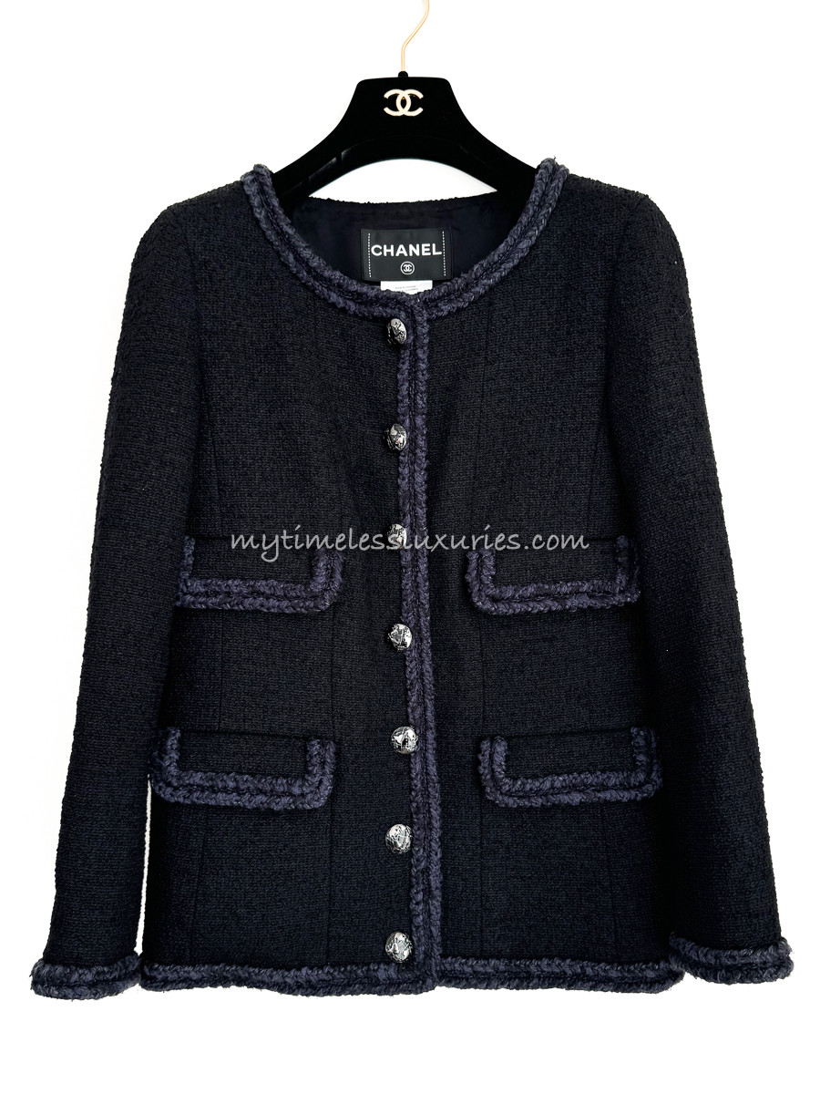 CHANEL 13K Little Black Jacket Braided Trim - Timeless Luxuries