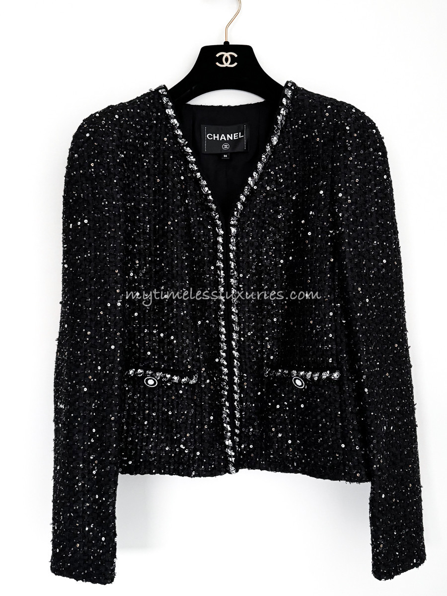 CHANEL 22P Sequin Tweed Jacket 36 - Timeless Luxuries