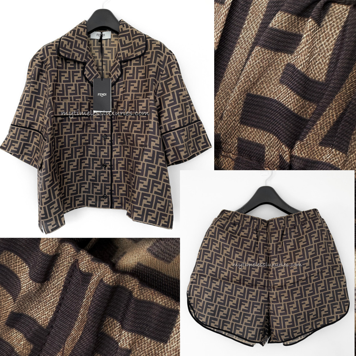 FENDI FF Logo Silk Pyjama Set *New