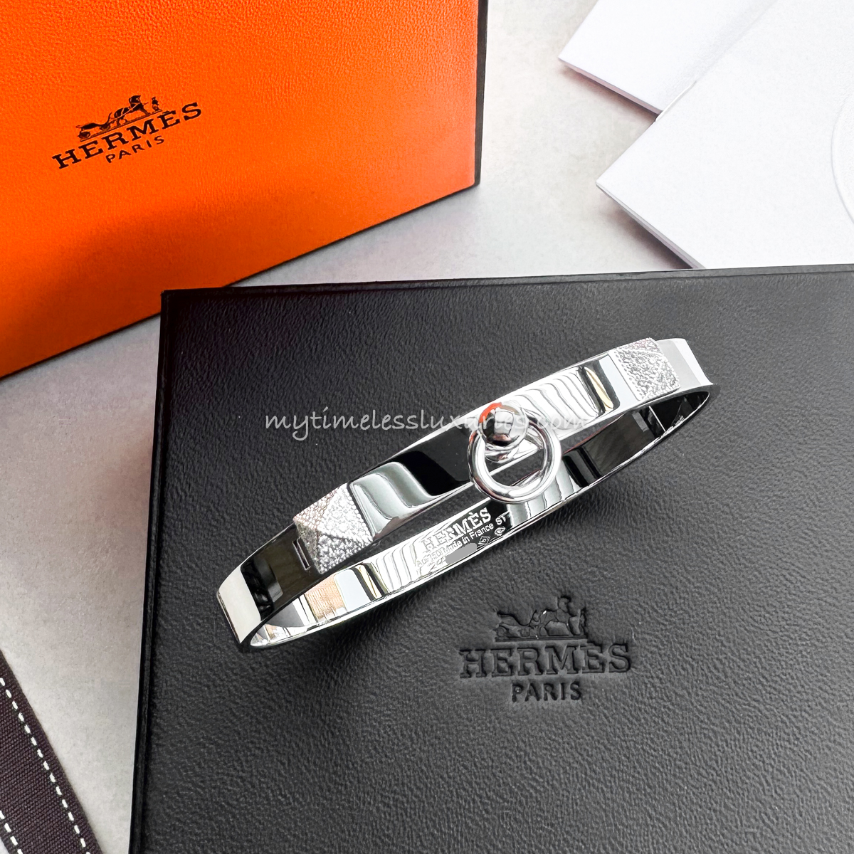 HERMES 2024 Collier de Chien Bracelet WG Diamonds ST