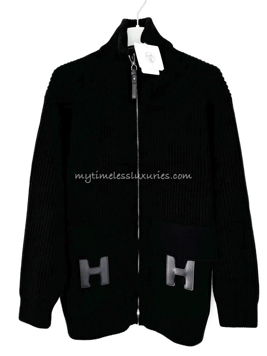 HERMES H Pocket Wool Knit Jacket 36 *New - Timeless Luxuries