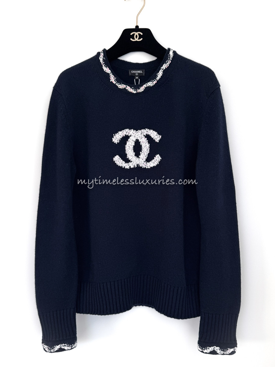 CHANEL 21P Cashmere CC Sweater 38