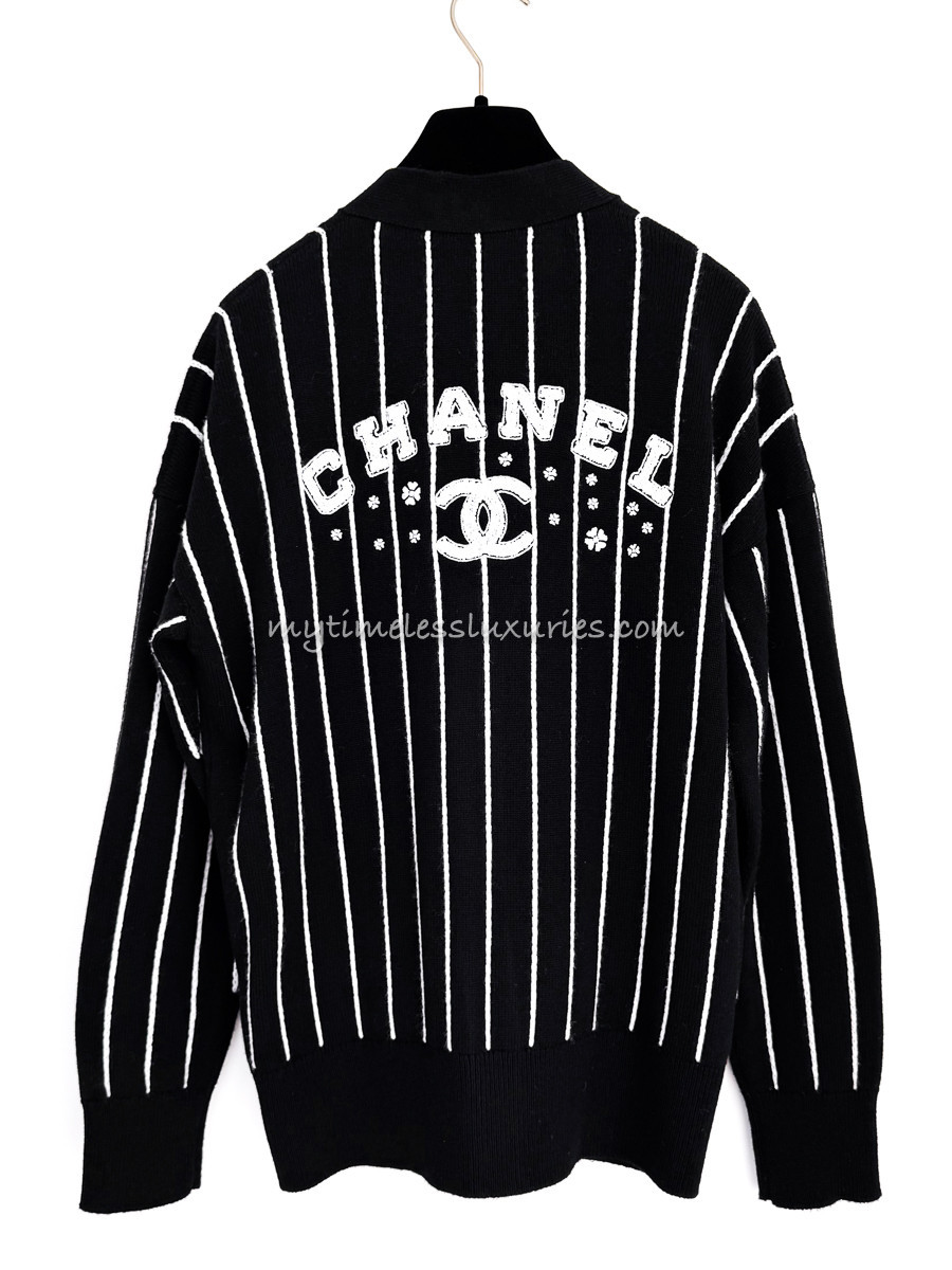 CHANEL 23P Varsity Cashmere Cardigan 36