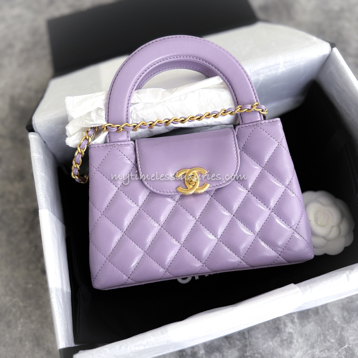 CHANEL 24P Lilac Purple Kelly Nano Shopping Bag GHW *New CHANEL 24P Lilac Purple Kelly Nano Shopping Bag GHW *New