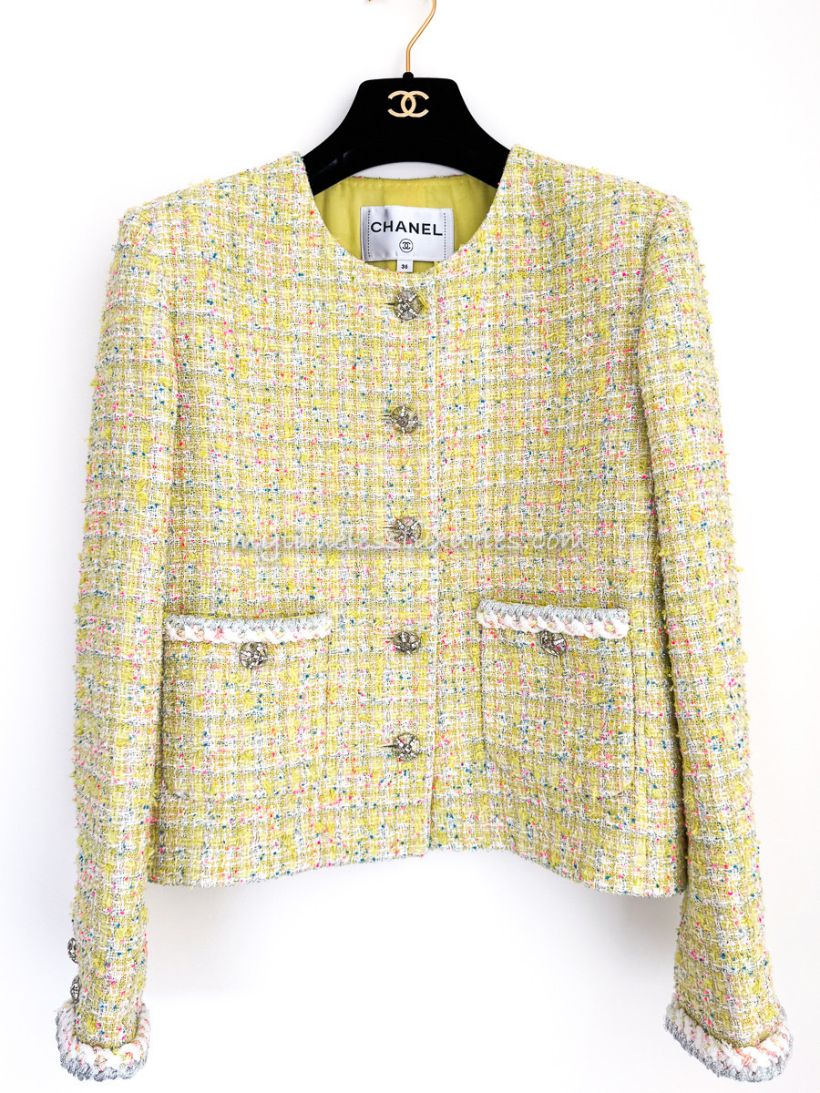 CHANEL 24C Runway Yellow Tweed Jacket 36