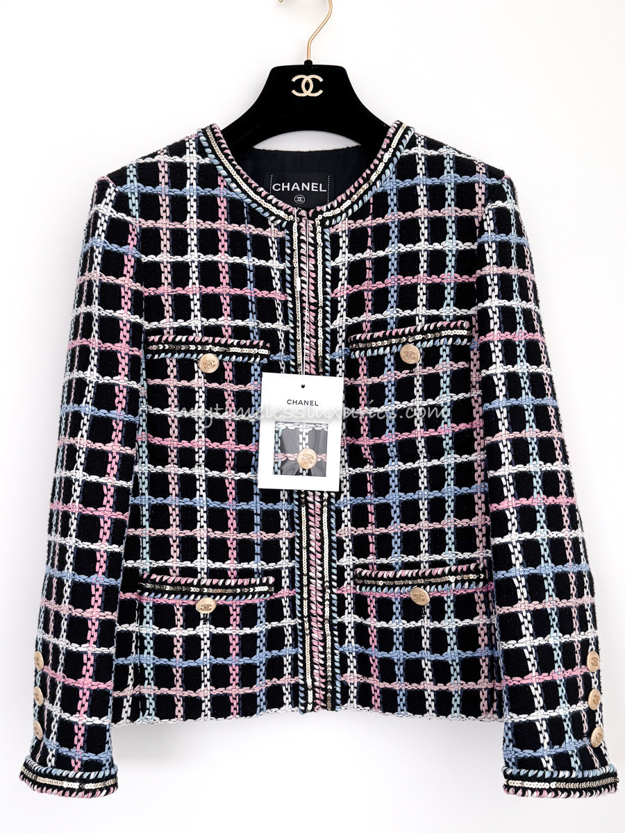 CHANEL 22S Runway Tweed Jacket Black Multicolour 36 *New