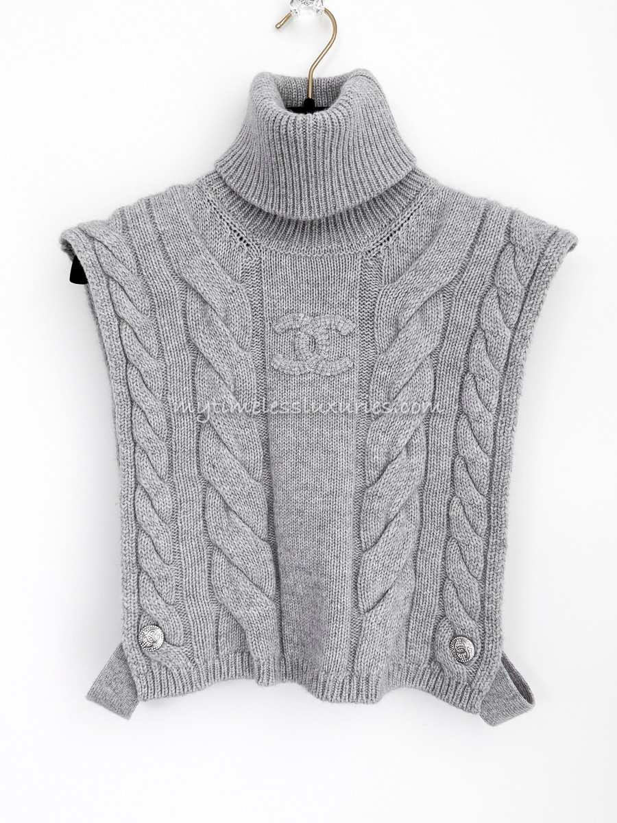 CHANEL 23N Coco Neige CC Cashmere Vest 36