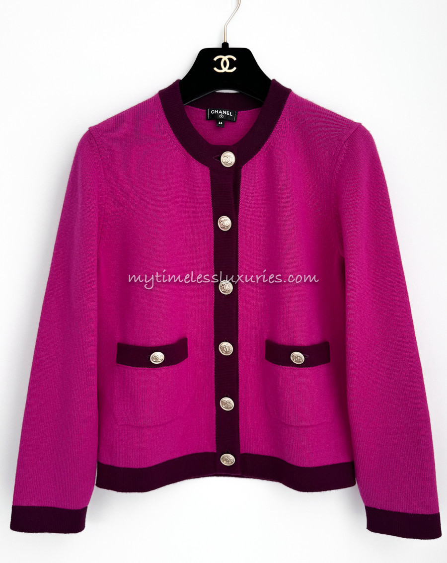 CHANEL 20A Metiers d'Art Two-tone Cashmere Cardigan 34