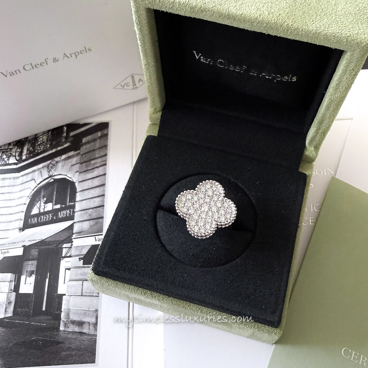 VAN CLEEF & ARPELS Magic Alhambra Ring Pave Diamonds WG 50