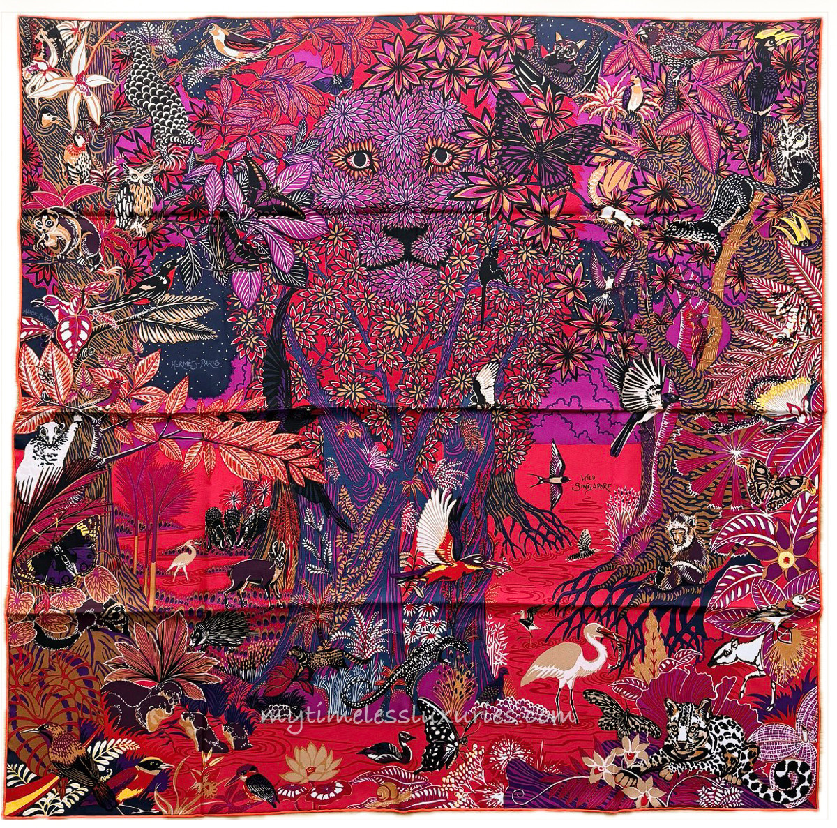 HERMES 'Wild Singapore' by Alice Shirley Silk Twill 90 Scarf *New