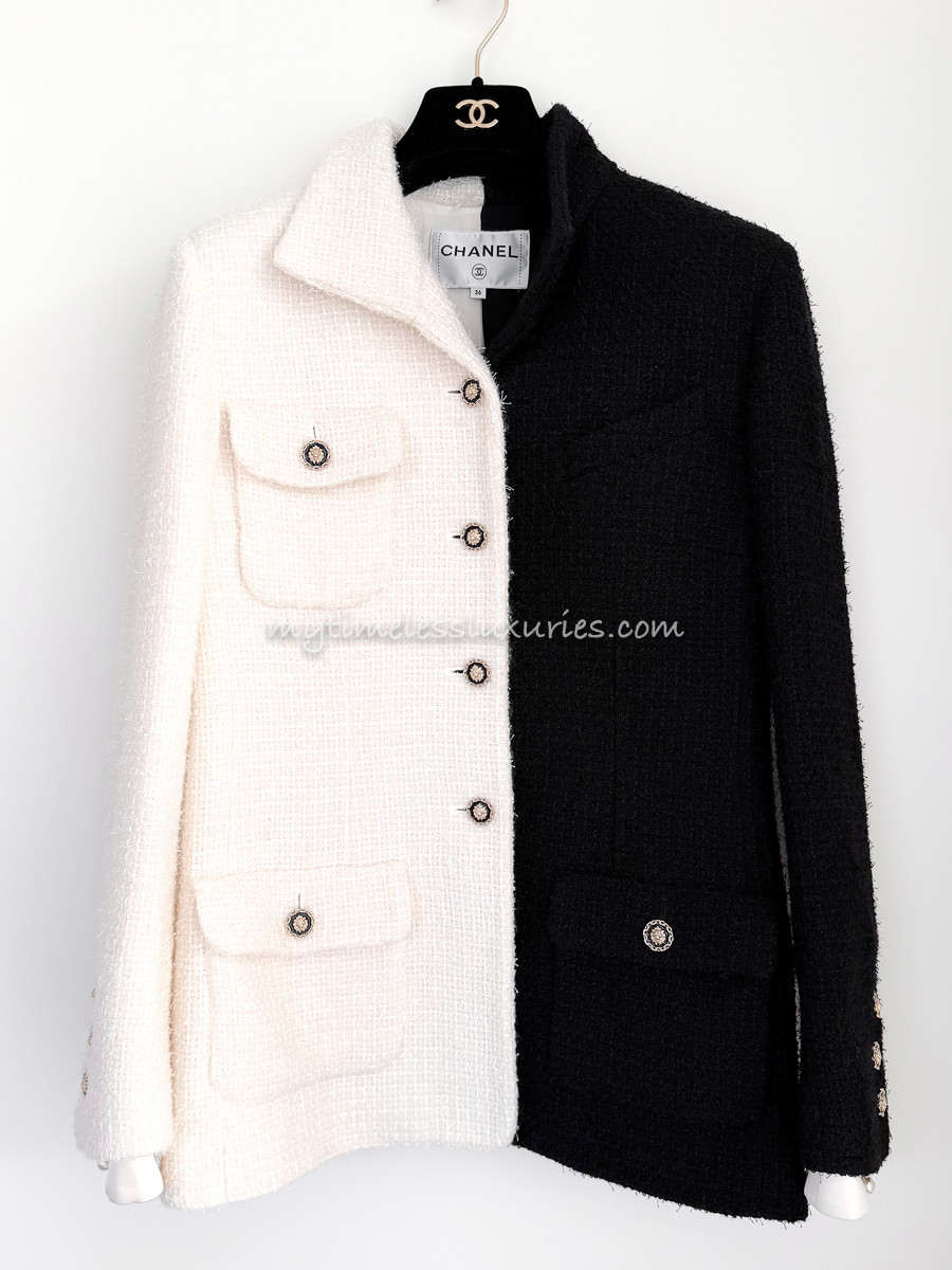 CHANEL 20A Metiers d'Art Runway Black/ White Tweed Jacket 36