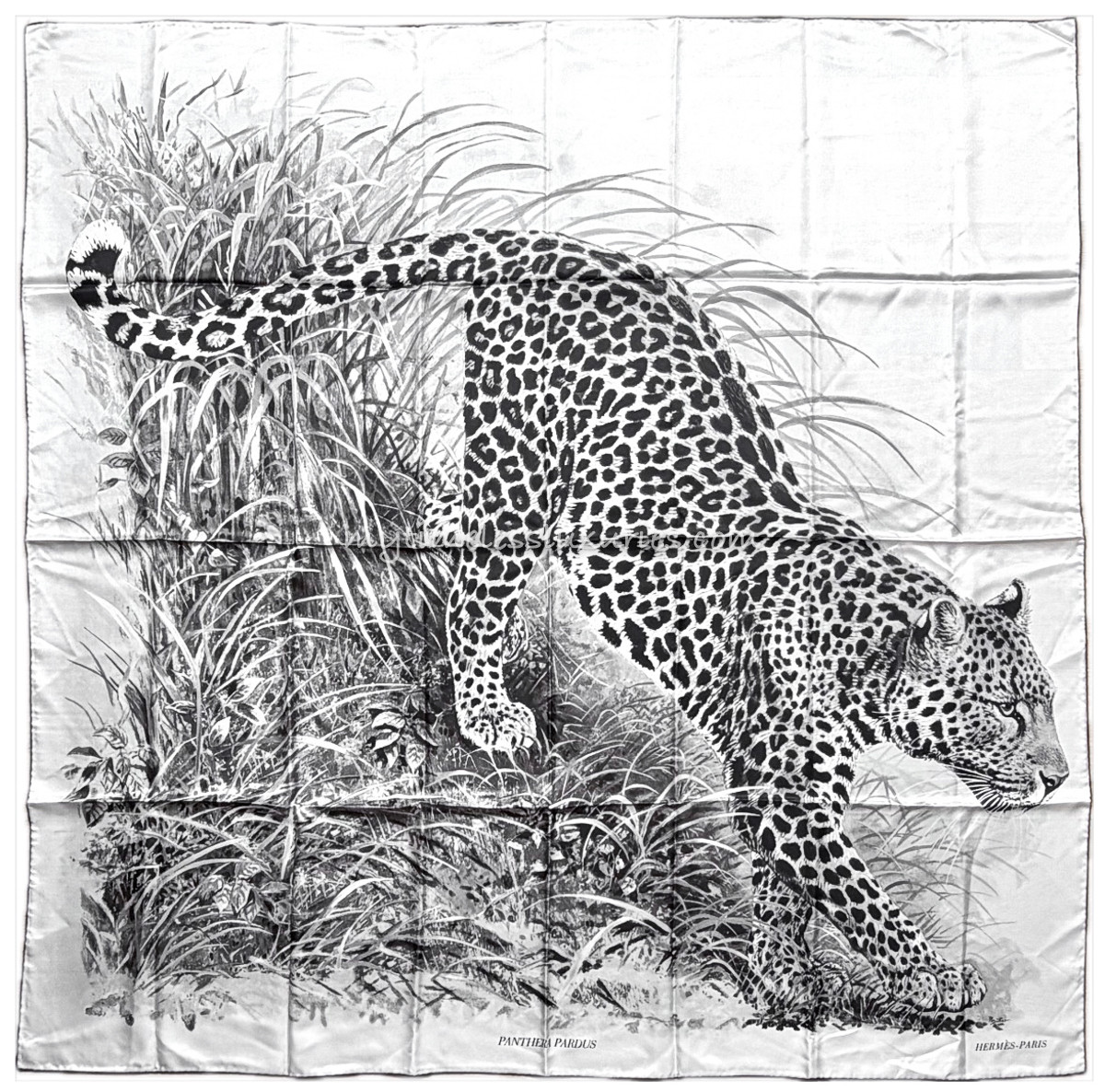 HERMES 'Panthera Pardus' Giant Silk Twill Scarf 140 *New
