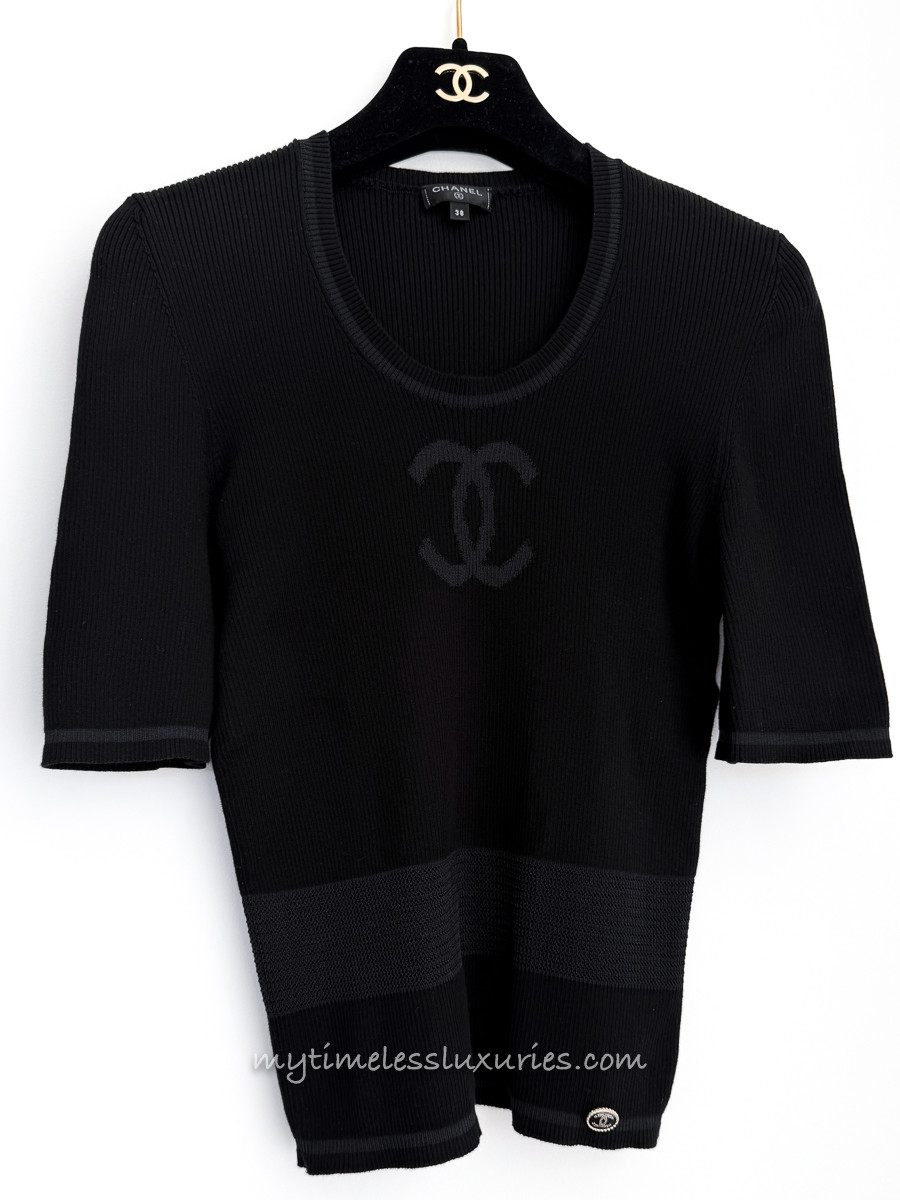 CHANEL 21P CC Logo Cotton Knit Top