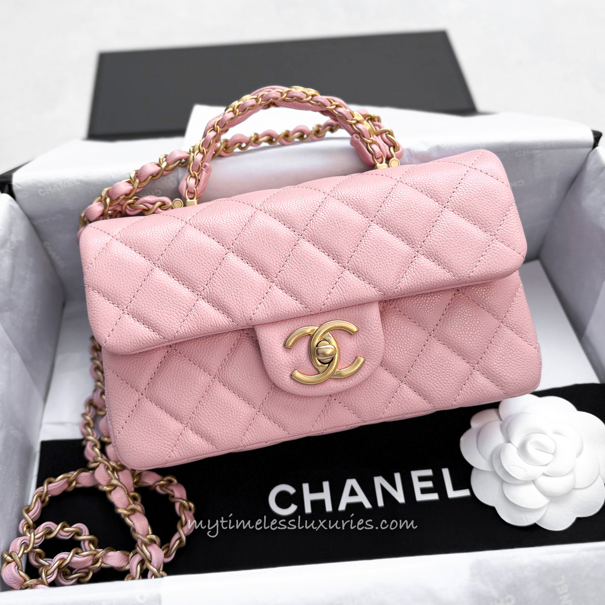 CHANEL 25B Pink Caviar Mini Top Handle *New