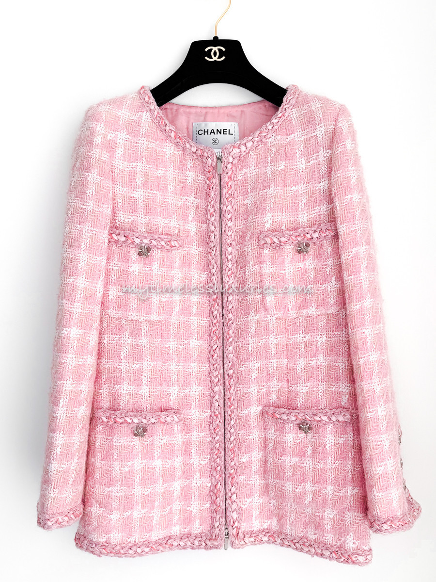 CHANEL 14K Fantasy Tweed Pink Tweed Jacket 36
