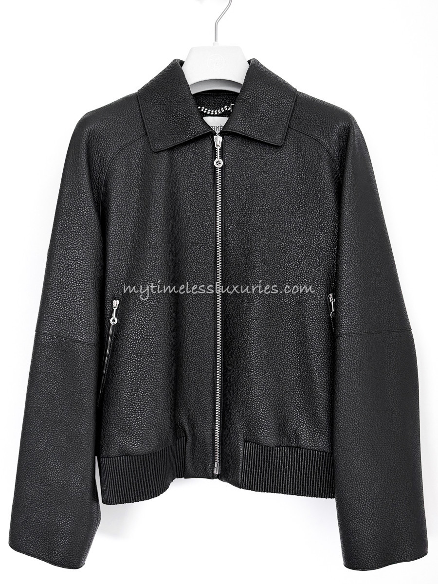 HERMES Deerskin Leather Short Jacket